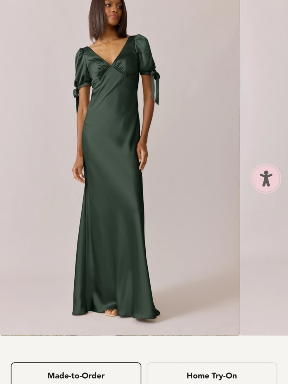 Revelry Deep Olive Green Satin V-Neck Maxi Dress